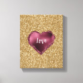 Goud Glitter Bourgondië Rode Hart Liefde Canvas Afdruk (Voorkant)