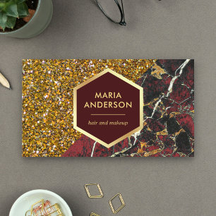 Goud Glitter Bourgondië Rood Marmer Make-up Arties Visitekaartje