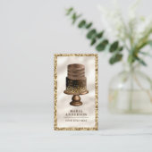 Goud Glitter Donkere Chocolade Aangepaste Cake Bak Visitekaartje (Staand voorkant)