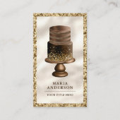 Goud Glitter Donkere Chocolade Aangepaste Cake Bak Visitekaartje (Voorkant)