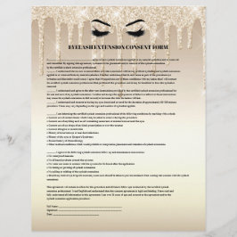 Goud Glitter EXTENSIE VAN WIMPERS TOESTEMMINGSFORM Flyer