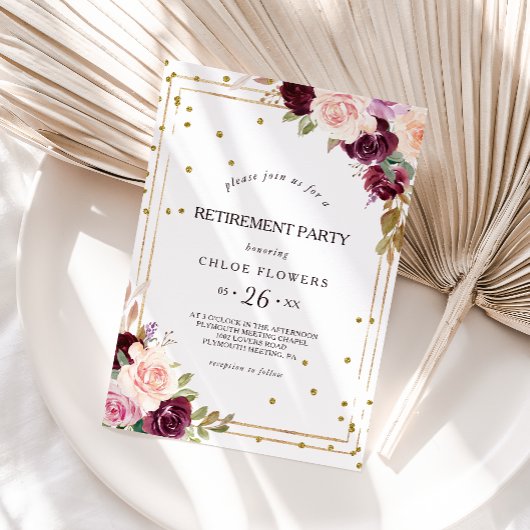 Goud Glitter Geometrisch Bourgondisch Pensioen Par Kaart