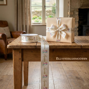 Goud & Glitter Geschilderde Waterman & Gouden Naam Satijnen Lint