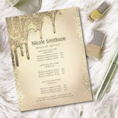 Goud Glitter Glam Service Lijst voor Visagist Flyer