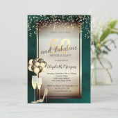 Goud Glitter Glas, Ballonnen Groen 50ste Verjaarda Kaart (Staand voorkant)