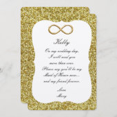 Goud Glitter Goud Oneindig Getuige Trouwkaart Kaart (Voorkant / Achterkant)