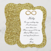 Goud Glitter Goud Oneindig Getuige Trouwkaart Kaart (Voorkant / Achterkant)