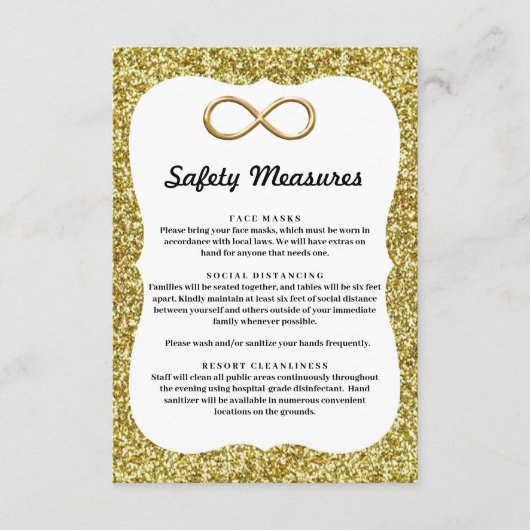 Goud Glitter Goud Oneindig Veiligheidsmaatregelen Informatiekaartje (Voorkant)