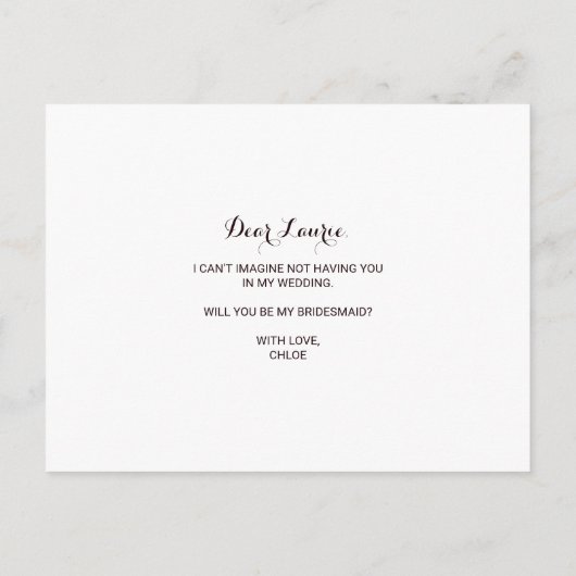 Goud Glitter Groen Bourgondië Bloemen Bruidsmeisje Uitnodiging Briefkaart (Achterkant)