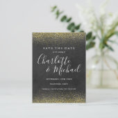 Goud Glitter Handtekening Save the Date Kaart (Staand voorkant)