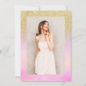 goud glitter holografisch script chic Sweet 16 Kaart (Achterkant)