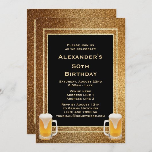 Goud Glitter lijst & Bier Kaart (Voorkant / Achterkant)