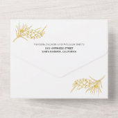 Goud glitter lijst evergreen winter bruiloft all in one uitnodiging (Achterkant)