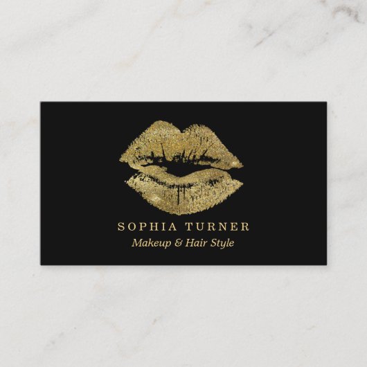 Goud Glitter Lippen Make-up Artiest Visitekaartje (Voorkant)