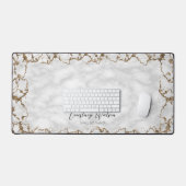 Goud Glitter Marmer Elegant Patroon Bedrijfsnaam Bureaumat (Keyboard & Muis)