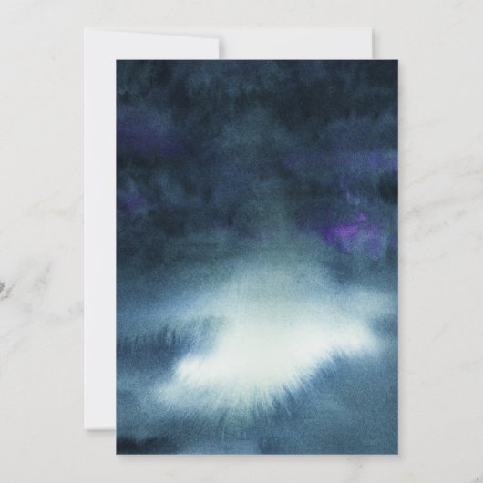 Goud Glitter Navy Blue Waterverf repetitie diner Kaart (Achterkant)