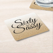 Goud Glitter Ombre 60 en Sassy 60e Verjaardag Kartonnen Onderzetters (Schuin)