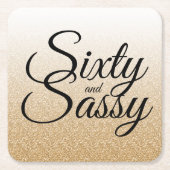 Goud Glitter Ombre 60 en Sassy 60e Verjaardag Kartonnen Onderzetters (Voorkant)