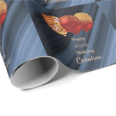 Goud & Glitter Rode Ballon Gelukkige 40e Verjaarda Cadeaupapier (Rol Hoek)