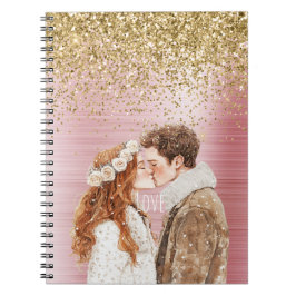 Goud Glitter Rode Hoofd Vrouw Bruin Haar Man Notitieboek