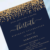 Goud Glitter Script Marine Blauw Glam 30e Partij Kaart