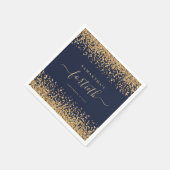 Goud Glitter Script Marine Blauw Glam 40th Party Servet (Hoek)