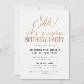 Goud Glitter Shh! Het is een verrassingsverjaardag Kaart (Voorkant)