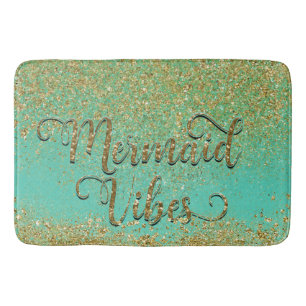 Goud Glitter & Teal Aqua Zeemeermin VIBES in Water Badmat