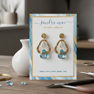 Goud Glitter Turkoois Blauwe Marmeren Sieraden Dis Visitekaartje