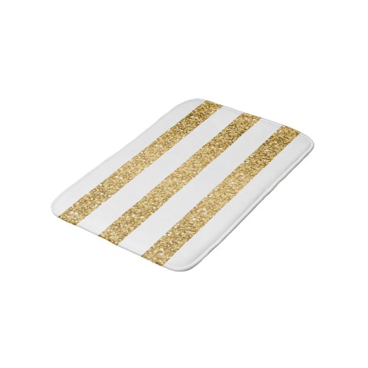 Goud Glitter Wit Strepen Patroon Badmat (Gekanteld)