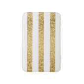 Goud Glitter Wit Strepen Patroon Badmat (Voorkant Verticaal)