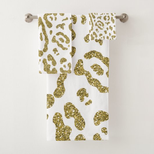 Goud Glitter Witte Cheetah Luipaard Dierenprint  Bad Handdoek (Insitu)