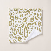 Goud Glitter Witte Cheetah Luipaard Dierenprint  Bad Handdoek (Wasdoekje)