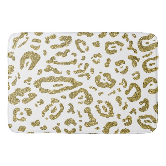 Goud Glitter Witte Cheetah Luipaard Dierenprint Badmat (Voorkant)