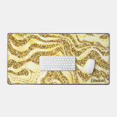 Goud & Glitter Zebra Naam of Monogram Luxe toevoeg Bureaumat (Keyboard & Muis)