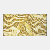 Goud & Glitter Zebra Naam of Monogram Luxe toevoeg Bureaumat (Voorkant)