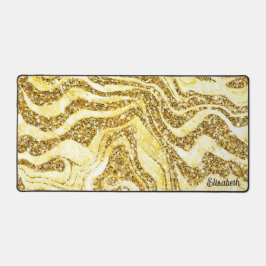 Goud & Glitter Zebra Naam of Monogram Luxe toevoeg Bureaumat