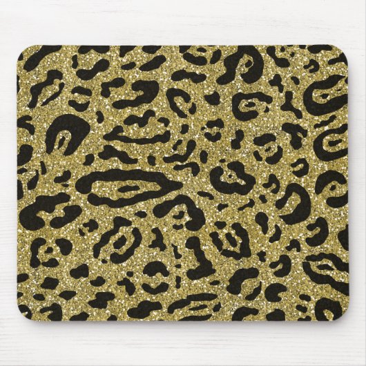 Goud Glitter Zwart Cheetah Luipaard Dierenprint Muismat (Voorkant)