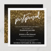 Goud Glitter Zwart Ombre Uitgestelde Trouwkaart Kaart (Voorkant / Achterkant)