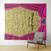 Goud Glitter Zwart & Wit Hart Roze Gordijn Wandkleed (In Situ (horizontaal))