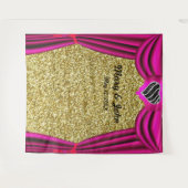 Goud Glitter Zwart & Wit Hart Roze Gordijn Wandkleed (Voorkant (horizontaal))