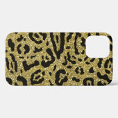 Goud Glitter Zwarte Cheetah Luipaard Dierprint Case-Mate iPhone Case (Achterkant (horizontaal))