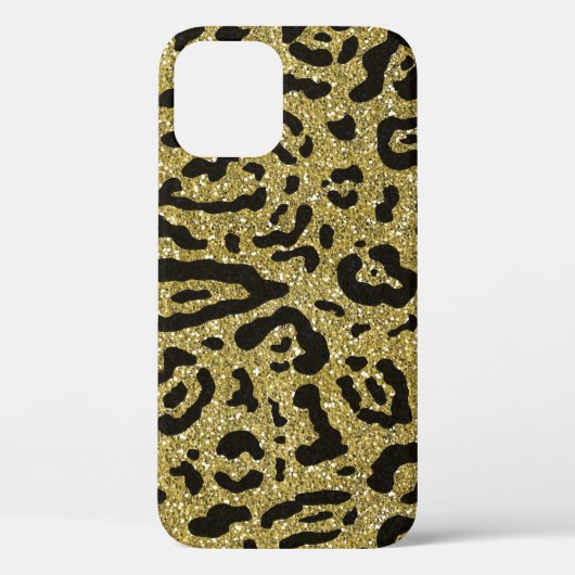 Goud Glitter Zwarte Cheetah Luipaard Dierprint Case-Mate iPhone Case (Achterkant)