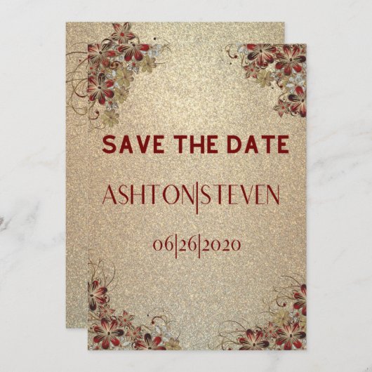 Goud & Glitters Bewaar de Datum Save The Date (Voorkant / Achterkant)