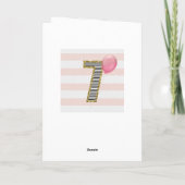 Goud Glitters en Roze 7de Verjaardag Kaart (Achterkant)
