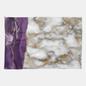 Goud glitters glanzend witte marmer paars theedoek (Horizontaal)