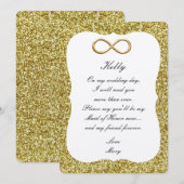 Goud Glitters Goud Oneindig Getuige Trouskaart Kaart (Voorkant / Achterkant)