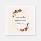 Goud Glitters Ivoor Rood Bloemen Afstudeerfeest Servet (Voorkant)