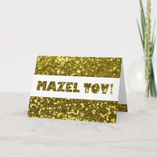 Goud Glitters Mazzel Tov Gefeliciteerd Kaart (Voorkant)