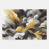 Goud glitters met zwart abstract  inpakpapier vel (Voorkant)
